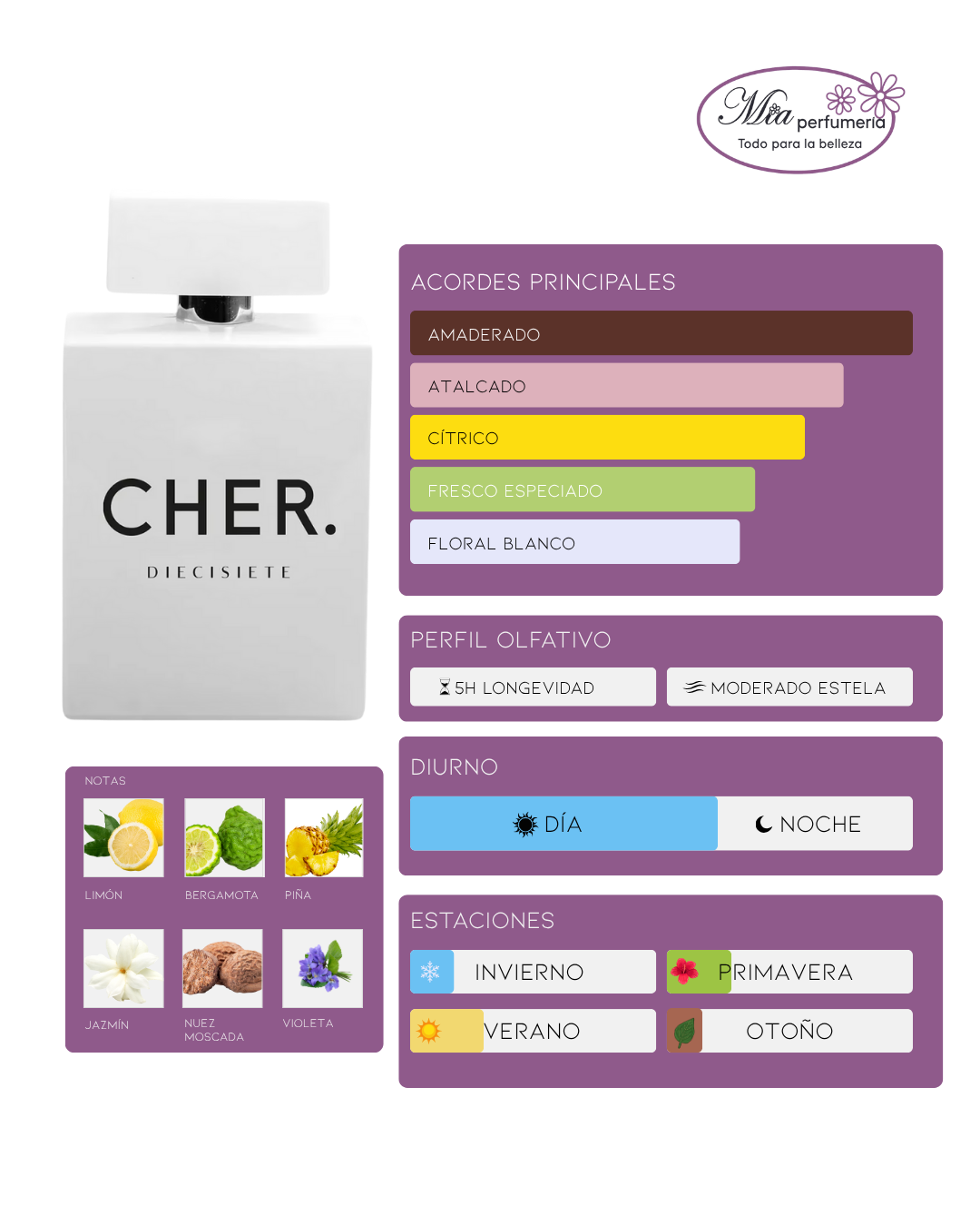 MARIA CHER Diecisiete fem EDP x100ml - Imagen 2