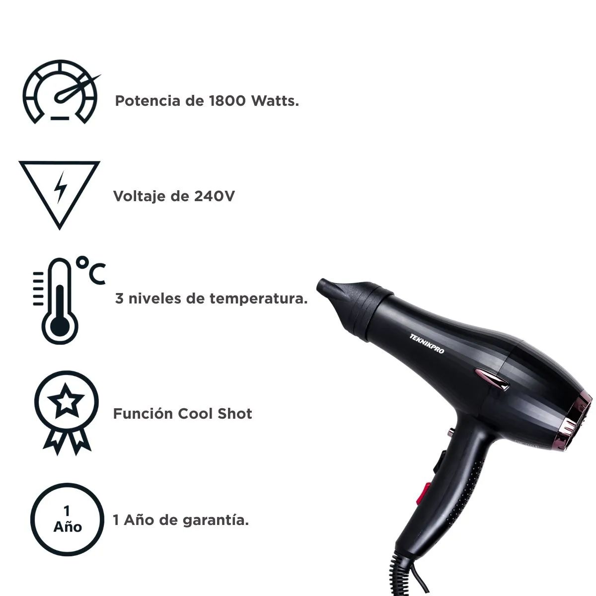 Secador Profesional Golden Touch 3900 Teknikpro - Imagen 2