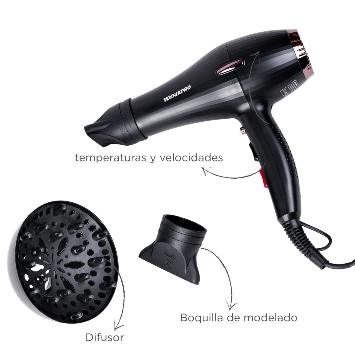 Secador Profesional Golden Touch 3900 Teknikpro - Imagen 4